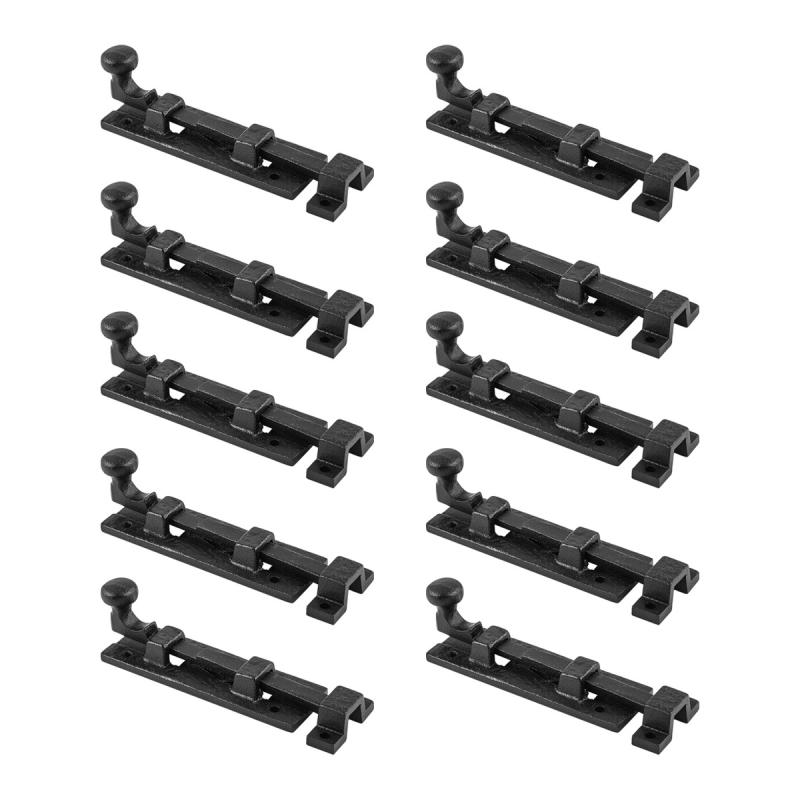 10 Black Wrought Iron  Cabinet or Door Slide Bolt 4″ W  |  Slide Bolts Door Hardware Slide Bolts