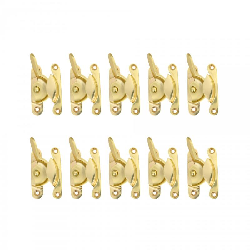 10 Piece Traditional Window Sash Lock Bright Solid Brass  |  Window & Shutter Hardware Home Hardware Window & Shutter Hardware