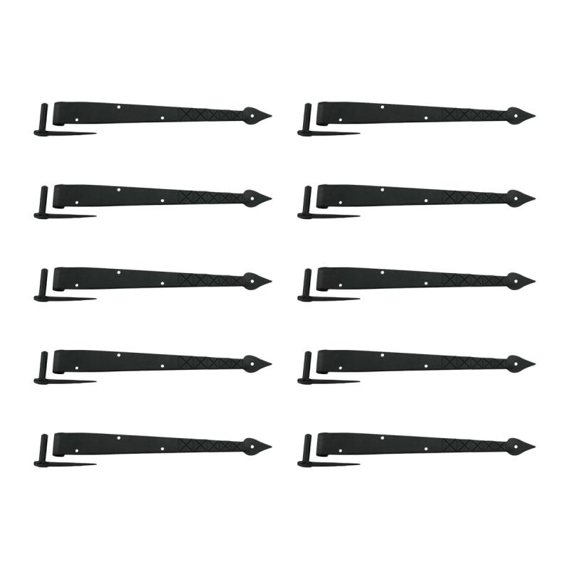 16 inch Pintle Hinges Black Wrought Iron Spear and Diamond Etching Set of 10  |  Cabinet & Door Hinges Cabinet & Door Hinges Cabinet & Door Hinges