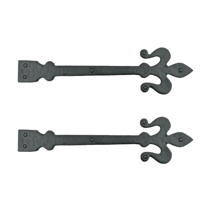 2 Black Wrought Iron Dummy Door Hinge Fleur De Lis 16″  |  Dummy Hinges Cabinet & Door Hinges Dummy Hinges