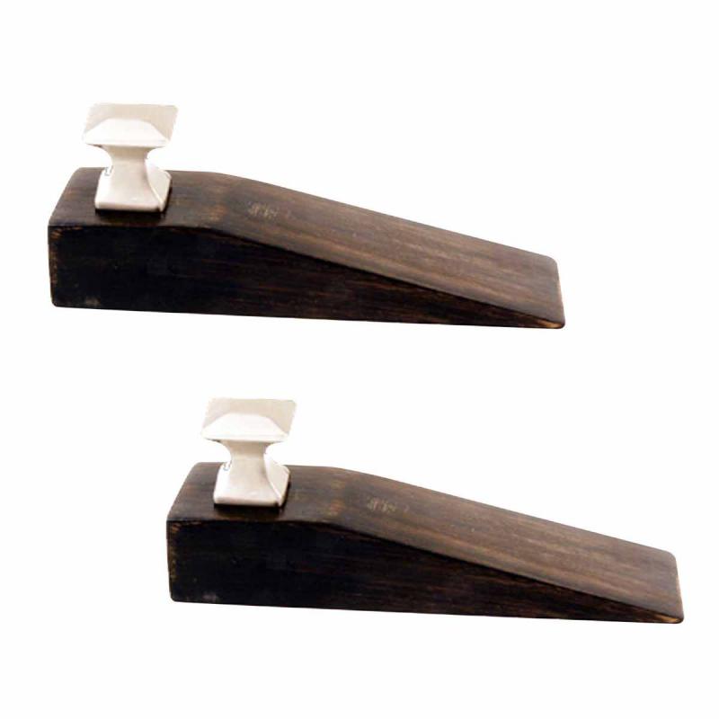 2 Door Wedge Solid Mango Wood Satin Brass Knob Black  |  Door Stops and Bumpers Door Hardware Door Stops & Bumpers