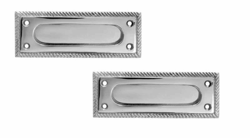 2 Georgian Rope Solid Brass Sash Lift Chrome Rectangular 5″  |  Sash Lifts Sash Lifts Sash Lifts