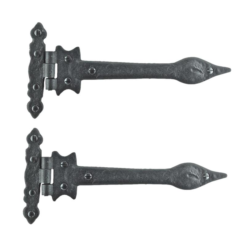 2 Pcs Black Door Strap Hinge 9″ L Wrought Iron Spear Tip  |  Cabinet & Door Hinges Cabinet & Door Hinges Cabinet & Door Hinges