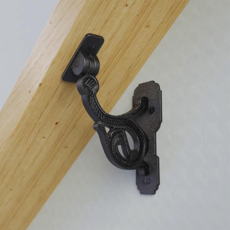 2 Piece Black Iron Handrail Bracket Rust Resistant Finish  |  Stair Bracket Hardware Stair Bracket Hardware Stair Bracket Hardware