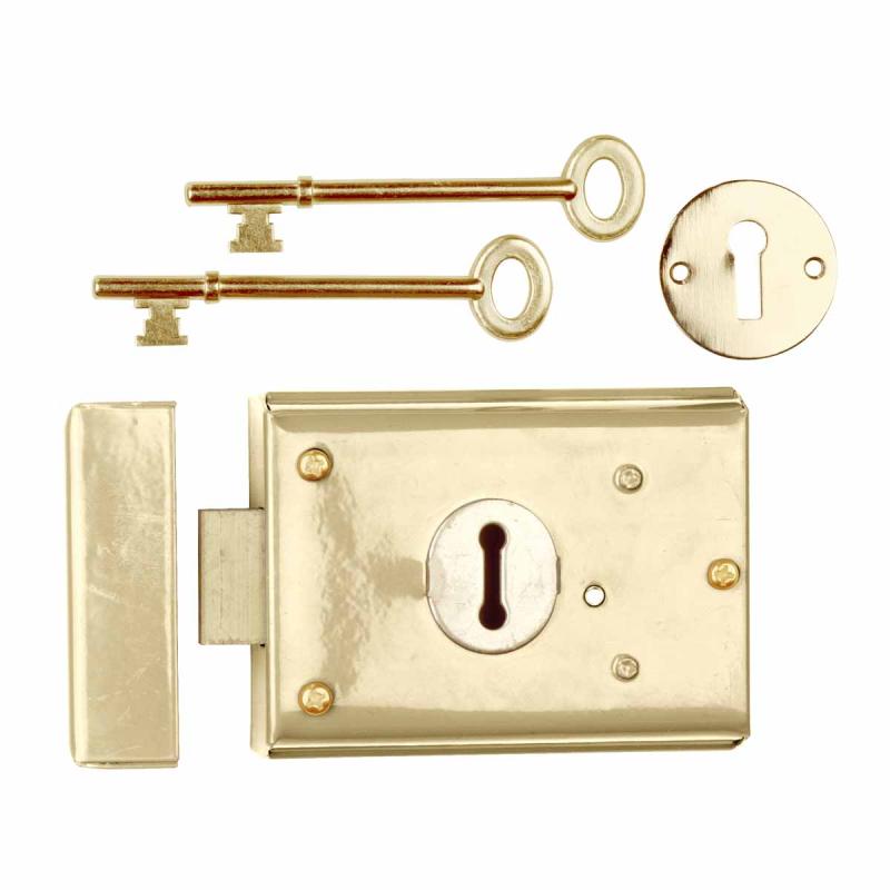 2 piece Rim Lock Brass Plated Steel Rim Lock Brass-plated Steel  |  Rim Locks Door Hardware Rim Locks