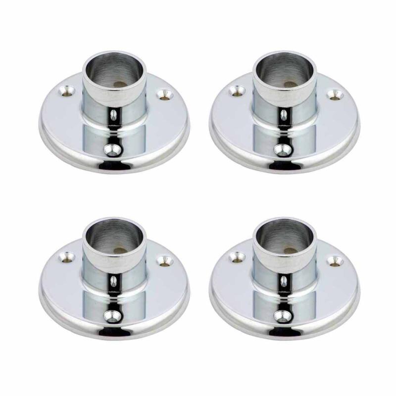 5″ Wall Flange Bar Foot Rail 2″ OD Chrome Brass Pack of 4  |  Stair Bracket Hardware Stair Bracket Hardware Stair Bracket Hardware