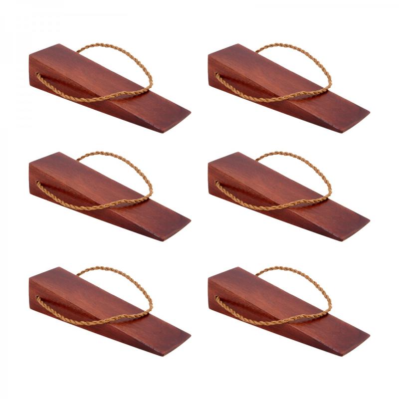 6 Door Wedge Solid Mango Wood Leather Hanging Loop Cherry  |  Door Stops and Bumpers Door Hardware Door Stops & Bumpers