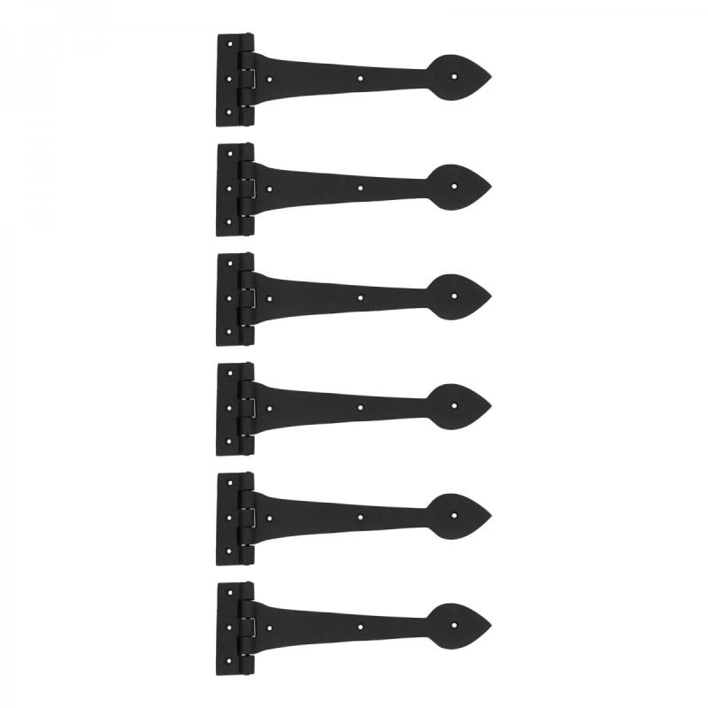 6 Pcs Black Door Strap Hinges Wrought Iron Strap Hinges Spaded Tip Gate Hinges  |  Cabinet & Door Hinges Cabinet & Door Hinges Cabinet & Door Hinges