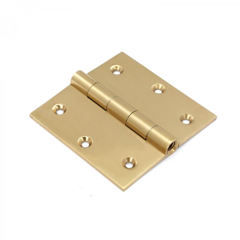 Antique Brass Door Hinges Bright Solid Brass Square Hinge 3.5 Inch x 3.5 Inch  |  Door Hinges Cabinet & Door Hinges Door Hinges