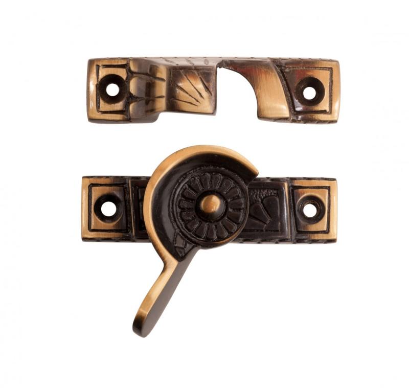 Antique Brass Window Sash Lock Victorian Style Window Locks  |  Window & Shutter Hardware Home Hardware Window & Shutter Hardware