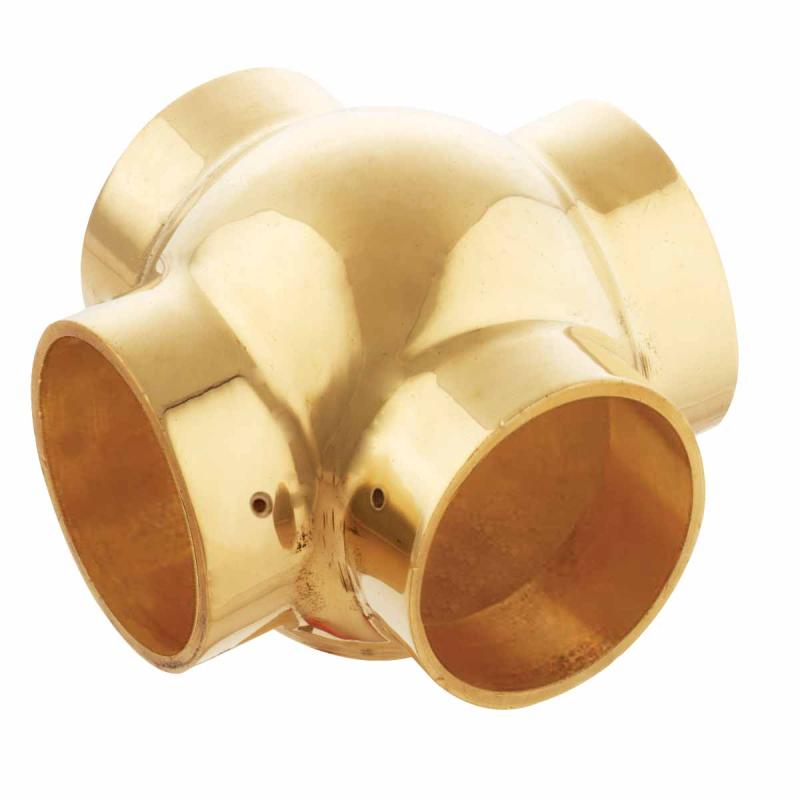 Ball Cross Fitting 2″ OD Bar Rail Connector Bright Brass  |  Rail Connectors and Elbows Rail Connectors & Elbows Rail Connectors & Elbows