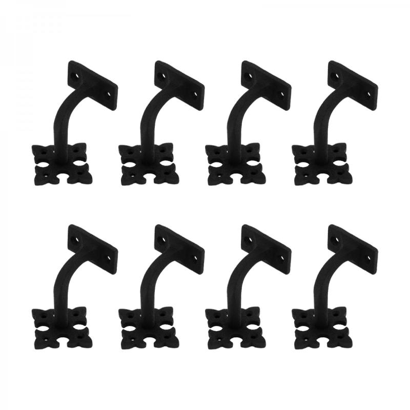 Black Cast Iron Stair Handrail Bracket Powder Coat Fleur De Lis Style Pack of 8  |  Stair Bracket Hardware Stair Bracket Hardware Stair Bracket Hardware