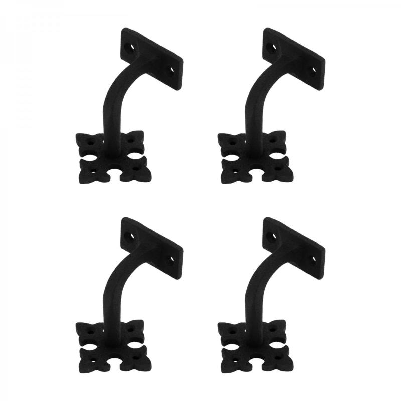 Black Cast Iron Stair Handrail Bracket Powder Coated Fleur De Lis Pack of 4  |  Stair Bracket Hardware Stair Bracket Hardware Stair Bracket Hardware