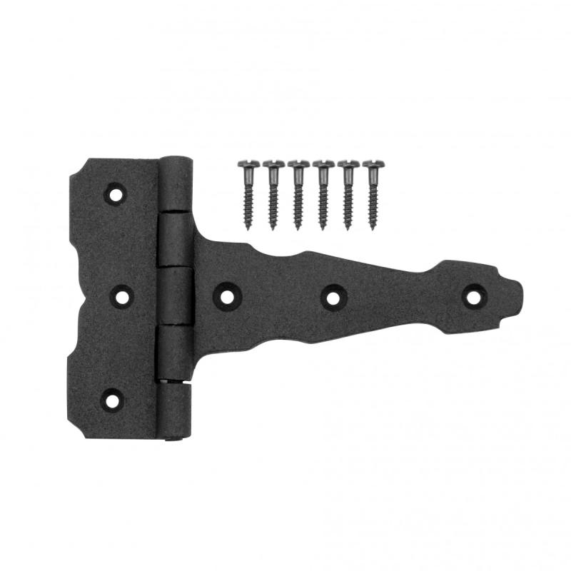 Black Door Hinges Cast Iron T Strap Hinge 6″ L Door and Gate Hinges with Screws  |  Cabinet & Door Hinges Cabinet & Door Hinges