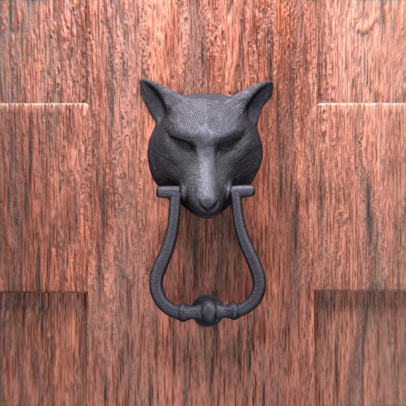 Black Door Knocker Fox Shaped Vintage Front Door Knocker  |  Door Knockers Door Hardware Door Knockers