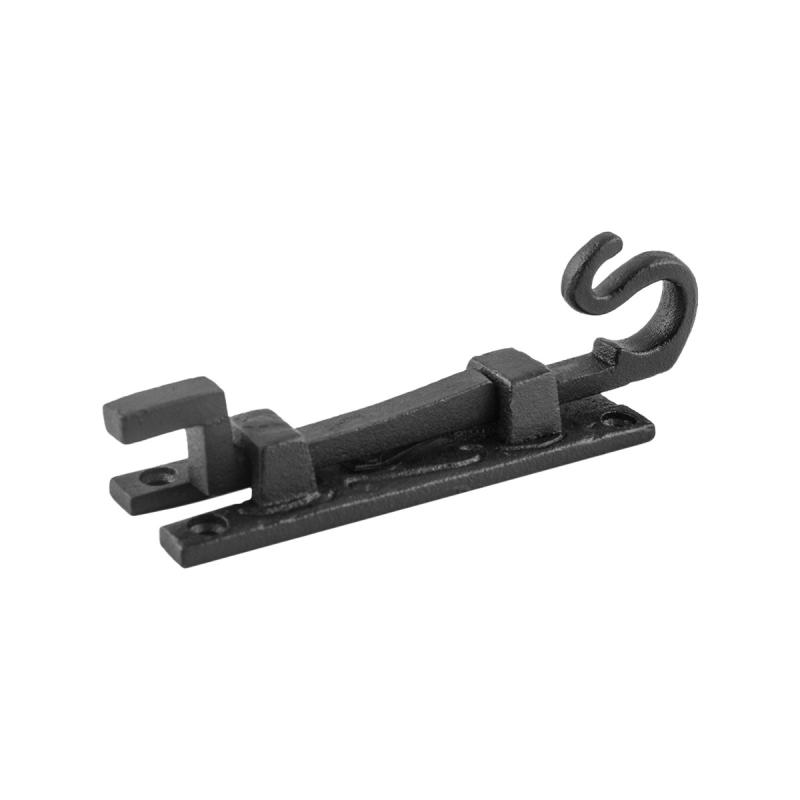 Black Door Lock Latch 5″ Wrought Iron Offset Slide Bolt Latch  |  Slide Bolts Door Hardware Slide Bolts