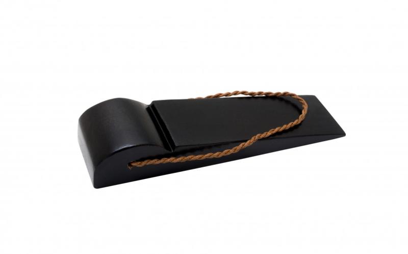 Black Door Wedge Solid Mango Wood Leather Hanging Loop  |  Door Stops and Bumpers Door Hardware Door Stops & Bumpers