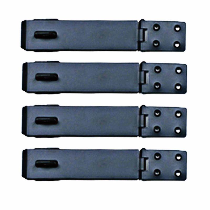 Black Iron Hasps 4.25in Wide Rustproof Set of 4  |  Hasp Locks Door Hardware Hasp Locks