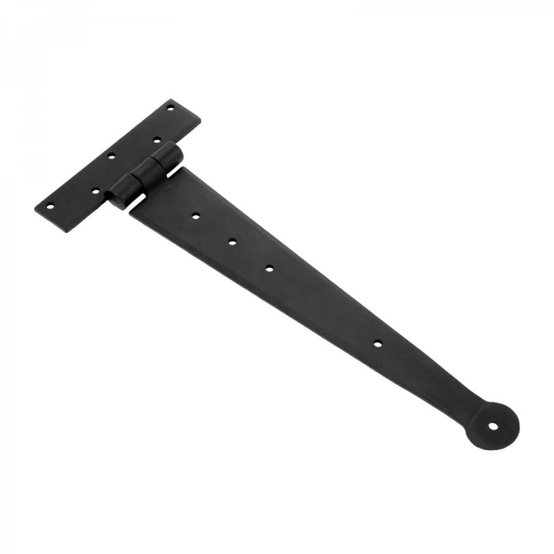 Black Iron T Strap Hinge 12 Inches Long Modern Decorative Outdoor Bean Tee Hinge Rust Resistant Powder Coated Wooden Cabinet Door or Gate Hinges with Screws  |  Cabinet & Door Hinges Cabinet & Door Hinges Cabinet & Door Hinges