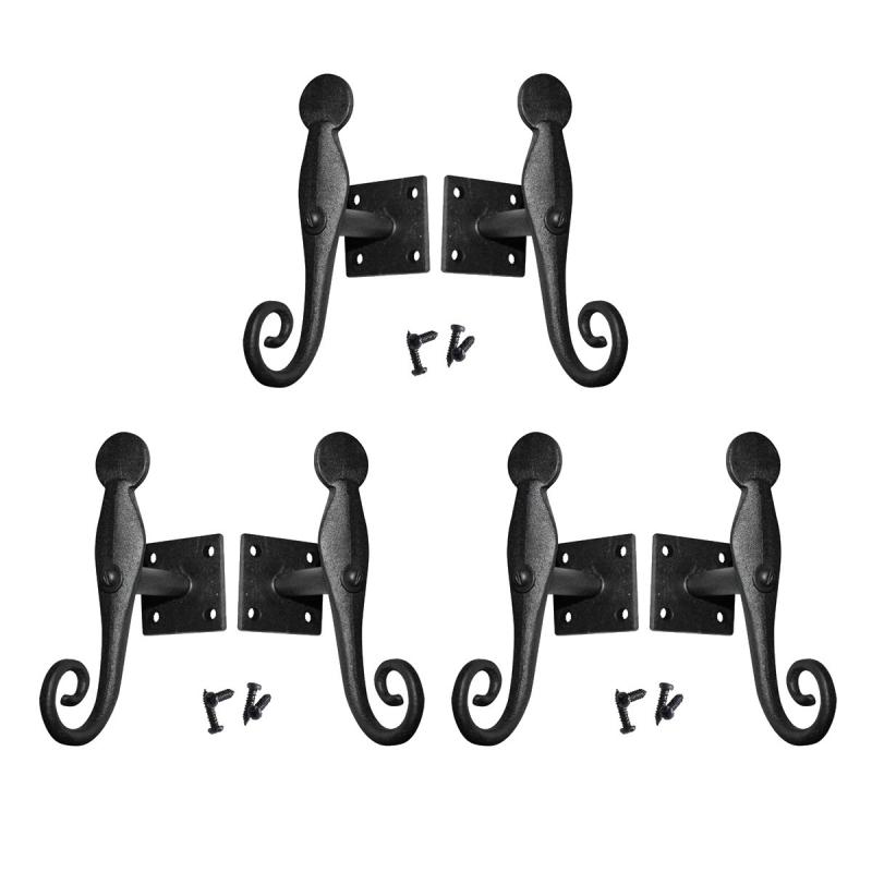 Black Shutter Dog Rat Tail Hand Forged Iron Rustproof Finish  |  Window & Shutter Hardware Home Hardware Window & Shutter Hardware