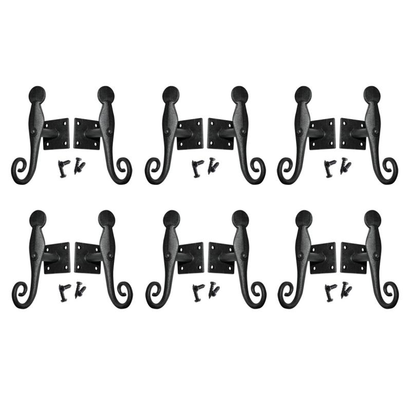 Black Shutter Dog Rat Tail Hand Forged Iron Rustproof Set of 6  |  Window & Shutter Hardware Home Hardware Window & Shutter Hardware