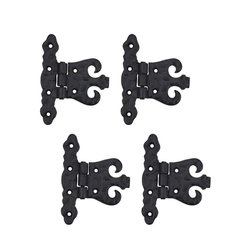 Black T Strap Door Hinge 4.5″ L Wrought Iron Flush Mount with Screws Pack of 4  |  Cabinet Hinges Cabinet & Door Hinges Cabinet Hinges