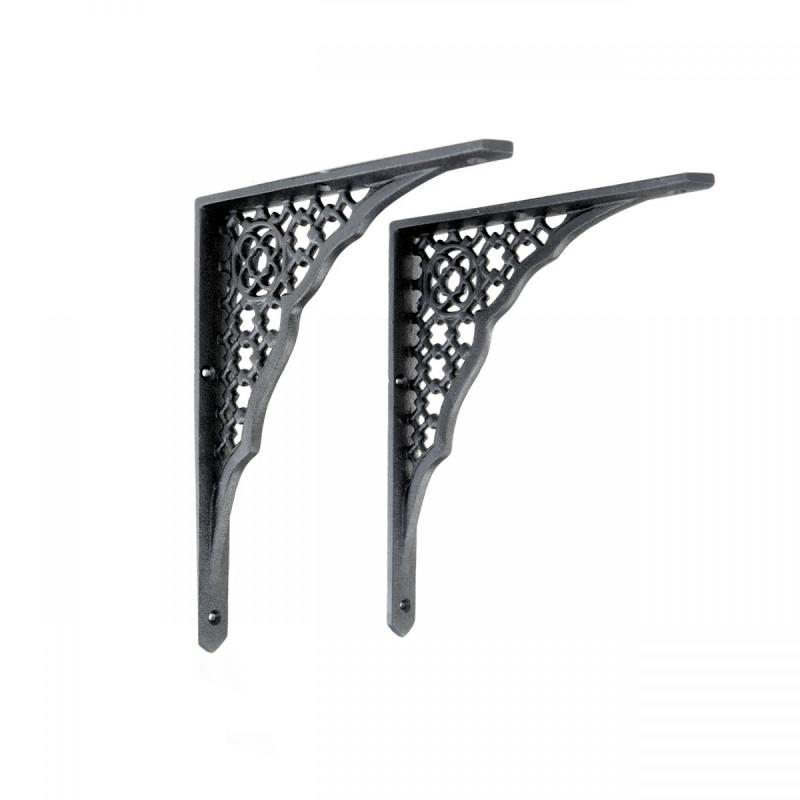 Black Victorian Shelf Brackets Pair Aluminum Bracket Holders  |  Shelf Brackets Shelf Brackets