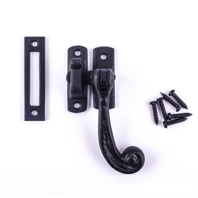 Black Window Sash Door Lock Wrought Iron 4 1/2″ RSF Finish  |  Window & Shutter Hardware Home Hardware Window & Shutter Hardware