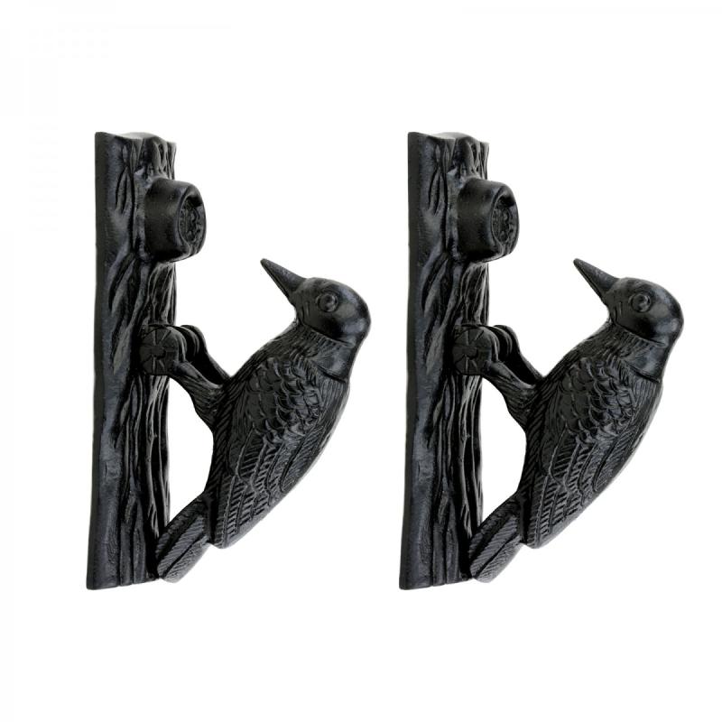 Black Woodpecker design Front Door Knocker Cast Iron Pack of 2  |  Door Knockers Door Hardware Door Knockers