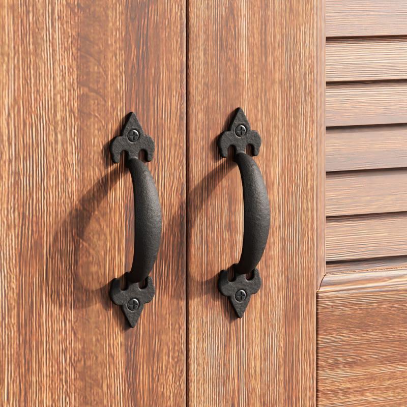 Black Wrought Iron Cabinet Handle 5″ L Ornate Pull Rust Resistant Pack of 2  |  Cabinet Drawer & Door Handle Cabinet Drawer & Door Handle Cabinet Drawer & Door Handle