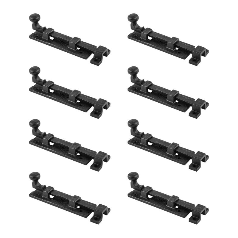 Black Wrought Iron  Cabinet or Door Slide Bolt 4″ W Pack of 8  |  Slide Bolts Door Hardware Slide Bolts