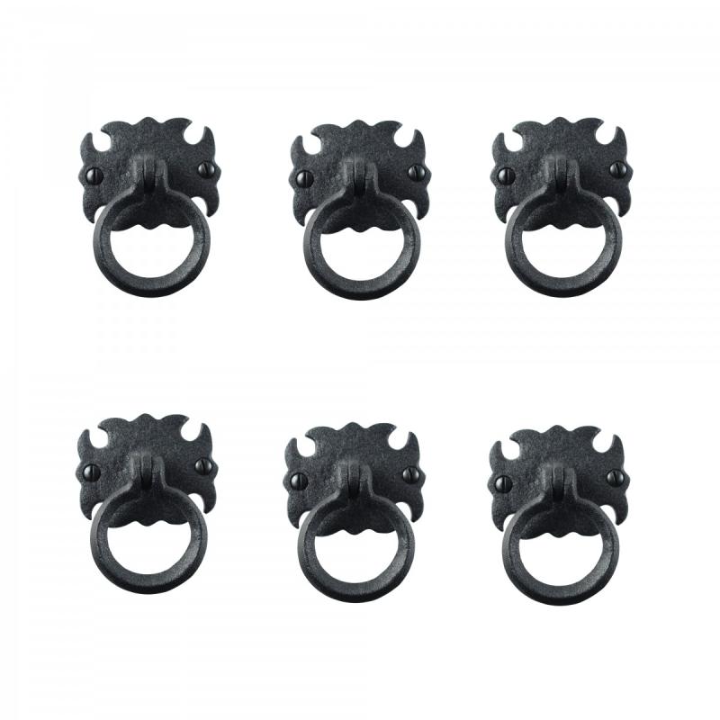 Black Wrought Iron Cabinet Ring Pulls 2.75″ W Rust Resistant Pack of 6  |  Cabinet & Drawer Pulls Cabinet & Drawer Pulls Cabinet & Drawer Pulls