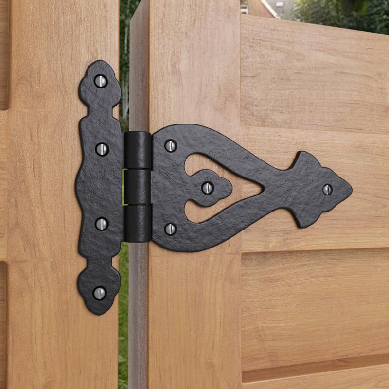 Black Wrought Iron Door Hinge 5 3/8 Inch RSF Finish Barn Door Hinges  |  Cabinet Hinges Cabinet & Door Hinges Cabinet Hinges