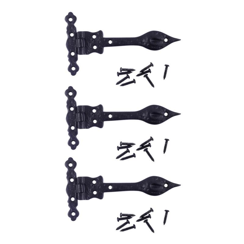 Black Wrought Iron Door Strap Hinge 6″ L Flush Mount with Hardware Pack of 3  |  Cabinet & Door Hinges Cabinet & Door Hinges Cabinet & Door Hinges