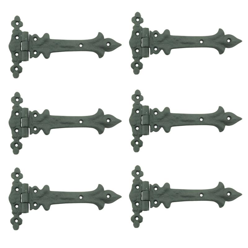 Black Wrought Iron Door Strap Hinge 7″ L Spear Tip Flush Mount Pack of 6  |  Cabinet & Door Hinges Cabinet & Door Hinges Cabinet & Door Hinges