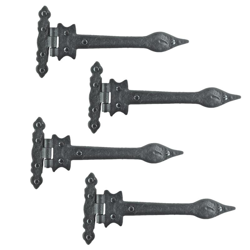 Black Wrought Iron Door Strap Hinge 9″ L Colonial Spear Tip Flush Mount Hinges  |  Cabinet & Door Hinges Cabinet & Door Hinges Cabinet & Door Hinges