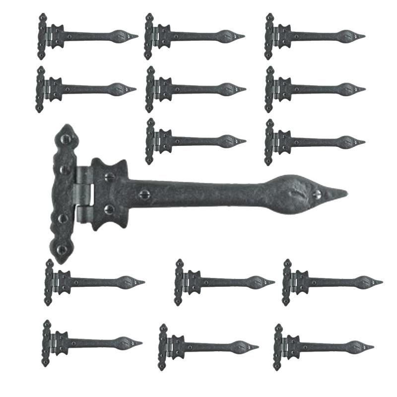 Black Wrought Iron Door Strap Hinge 9″ L Spear Tip Rust Resistant Pack of 15  |  Cabinet & Door Hinges Cabinet & Door Hinges Cabinet & Door Hinges