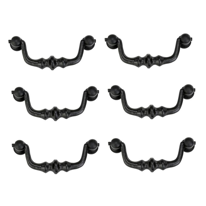 Black Wrought iron Drawer Bail Pull 4.38″ L Rust Resistant Powder Coat Pack of 6  |  Cabinet Drawer & Door Handle Cabinet Drawer & Door Handle Cabinet Drawer & Door Handle