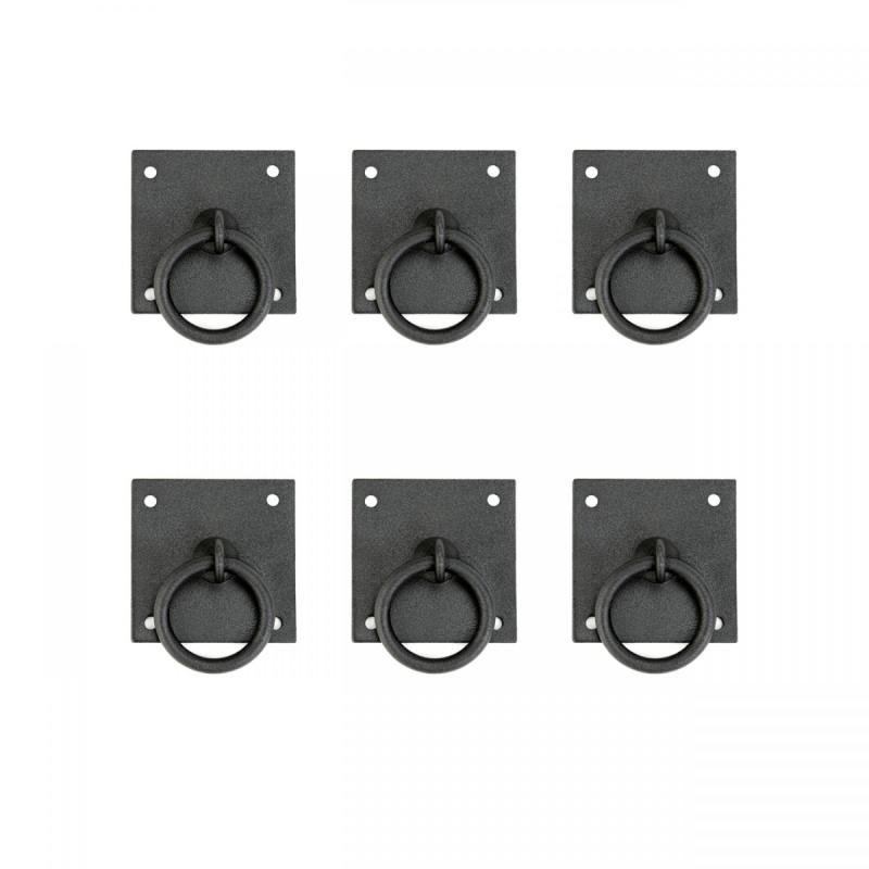 Black Wrought Iron Mission Ring Cabinet Pull Drop Style Rust Resistant Pack of 6  |  Cabinet & Drawer Pulls Cabinet & Drawer Pulls Cabinet & Drawer Pulls