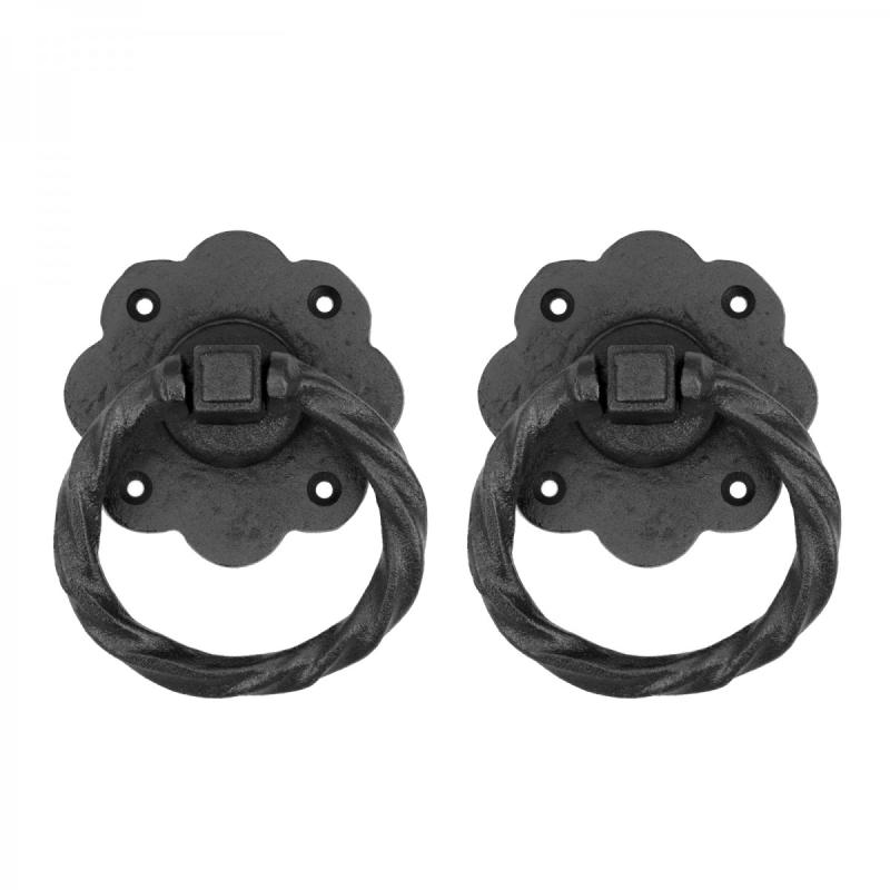 Black Wrought Iron Ring Cabinet Pulls 4.75″ Flower Style Pack of 2 Door Pulls  |  Cabinet & Drawer Pulls Cabinet & Drawer Pulls Cabinet & Drawer Pulls