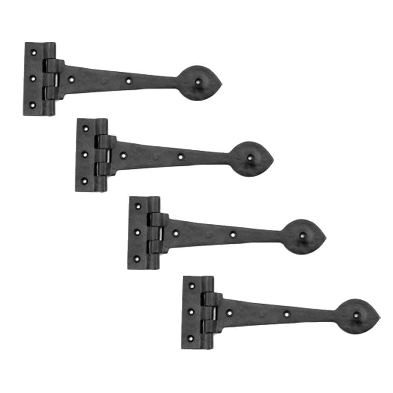 Black Wrought Iron Strap Hinge Spade Tip Strap Gate and Door Hinges Pack of 4  |  Cabinet & Door Hinges Cabinet & Door Hinges Cabinet & Door Hinges