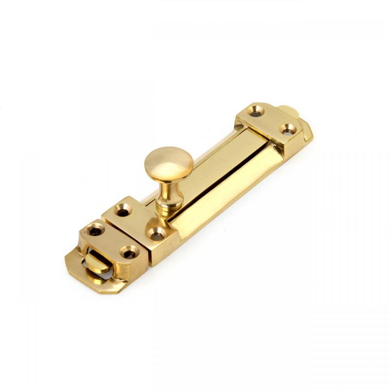 Brass Slide Bolt Door Latch 4.5″ L Door Locks Flush Mount Lacquered Finish  |  Slide Bolts Door Hardware Slide Bolts