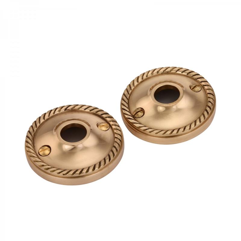 Brass Victorian Door Knob Rosettes Backplate Roped Design Cabinet Knob BackPlate  |  Door Rosettes Door Hardware Door Rosettes