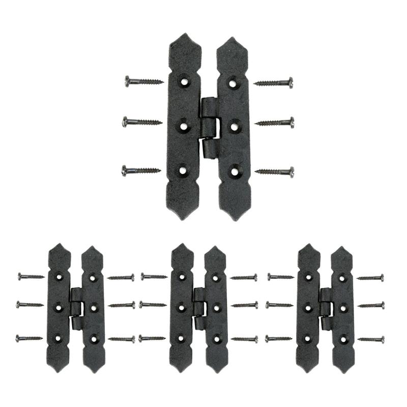 Cabinet H Hinge Black Iron Spear Tip 4″ H Screws Included Set of 3  |  Cabinet & Door Hinges Cabinet & Door Hinges Cabinet & Door Hinges