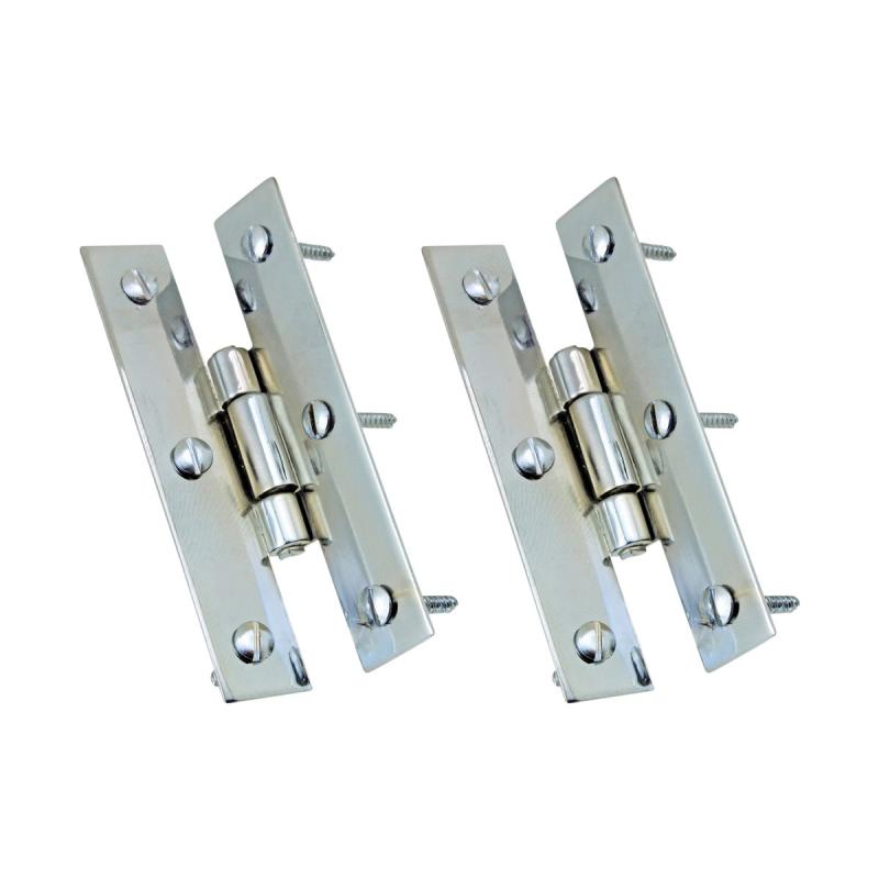 Cabinet Hinges H-Shape Brass Chrome Polished Hinges with Screws Pack of 2  |  Cabinet & Door Hinges Cabinet & Door Hinges Cabinet & Door Hinges