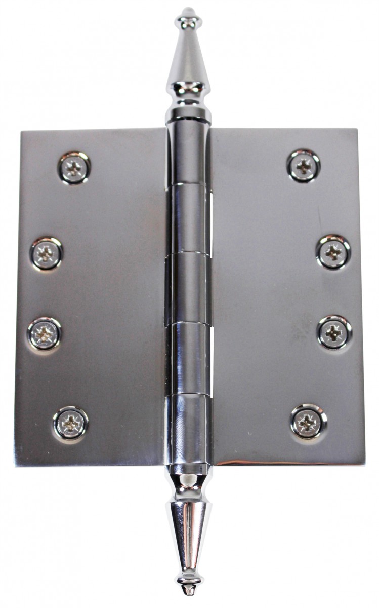 Chrome Solid Door Hinge Spire Tip 4″ with Removable Stainless Steel Pin  |  Door Hinges Cabinet & Door Hinges Door Hinges