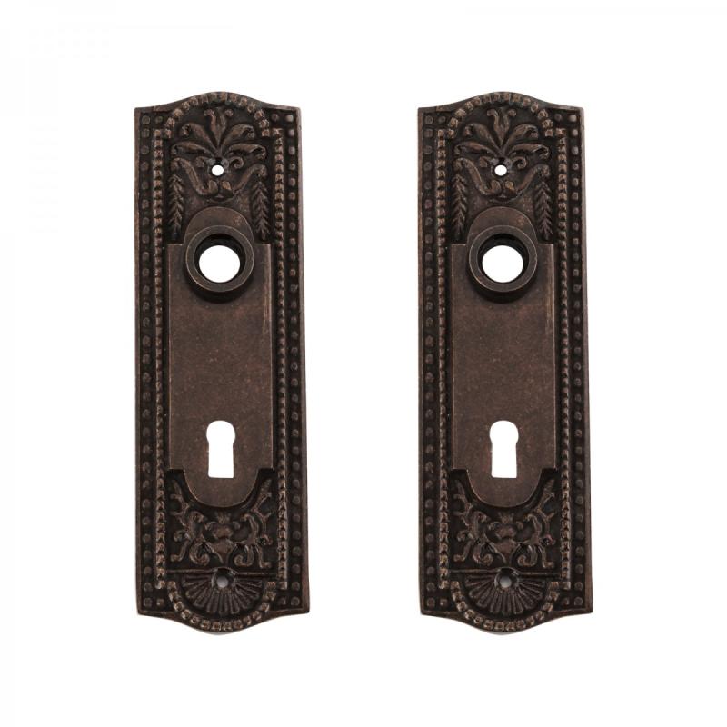 Door Back Plate Antique Brass Beaded With Keyhole Front Door Backplate Pack of 2  |  Back Plates Back Plates Back Plates