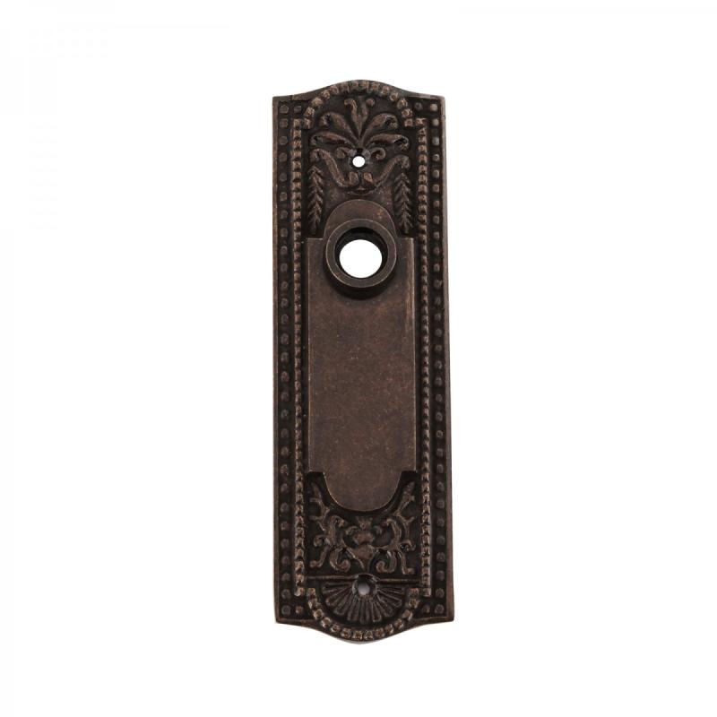 Door Back Plate Antique Brass Beaded Without Keyhole 7 1/4″ H  |  Back Plates Back Plates Back Plates