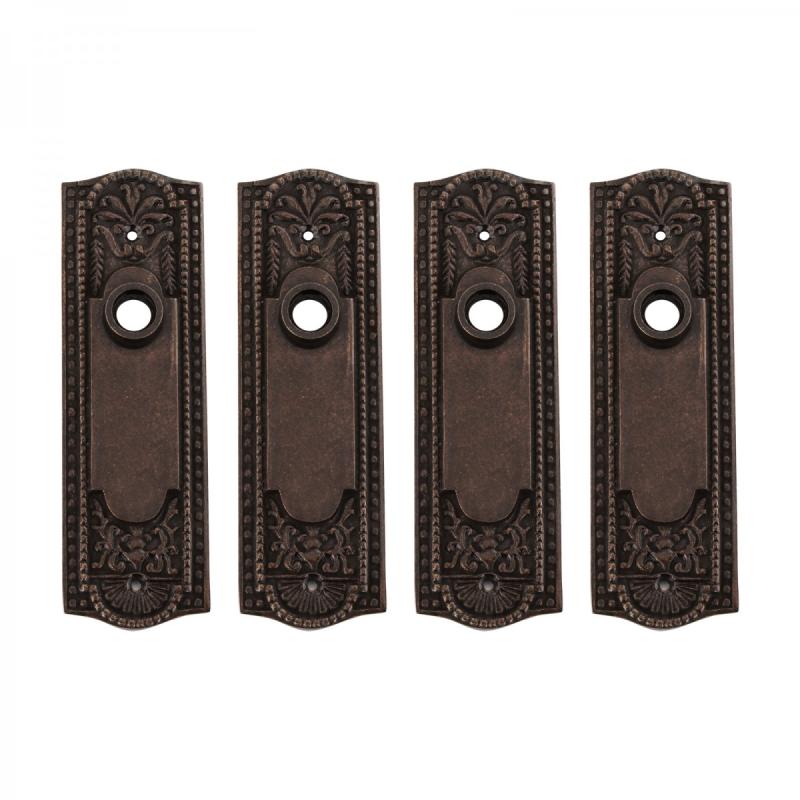 Door Back Plate Antique Brass Beaded Without Keyhole 7 1/4″ H Pack of 4  |  Back Plates Back Plates Back Plates