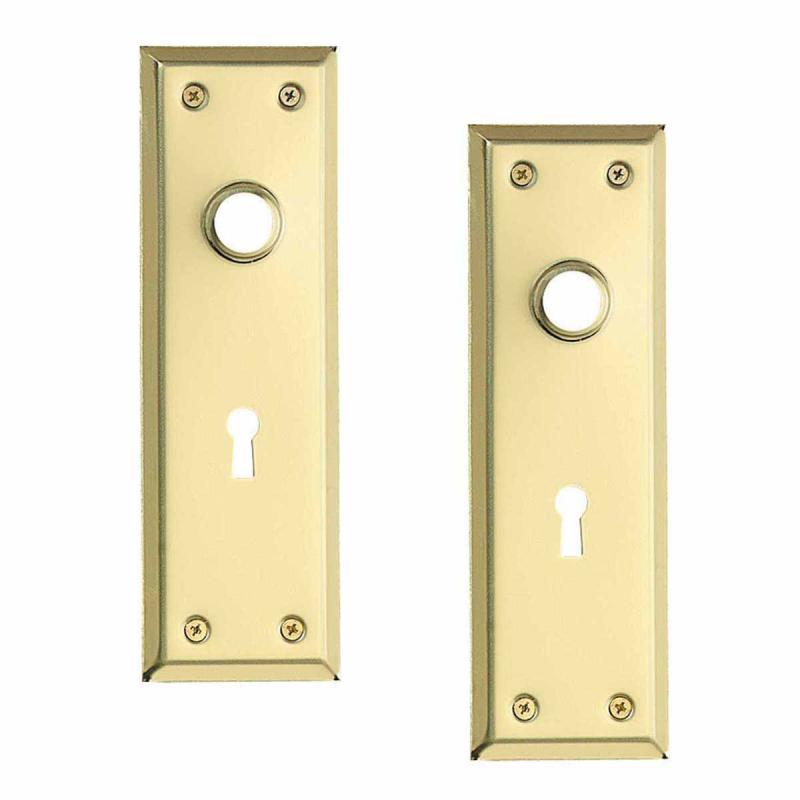 Door Back Plate Bright Brass Stamped Keyhole 7 3/4″ Pack of 2  |  Back Plates Back Plates Back Plates